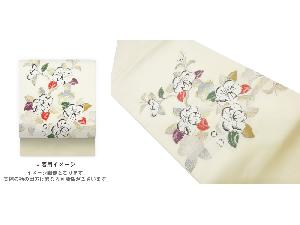 椿模様織出し名古屋帯